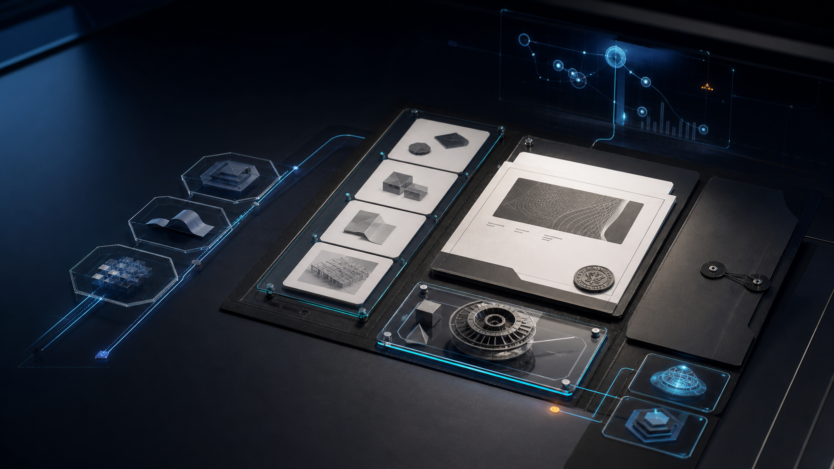 AI-generated White Noise Academy learner portfolio packet with course progress, rubric evidence, certificate boundary, practicum artifact, and handoff route surfaces