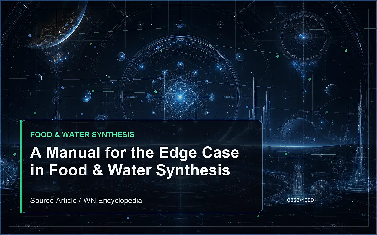 AI-generated encyclopedia reference image for A Manual for the Edge Case in Food & Water Synthesis