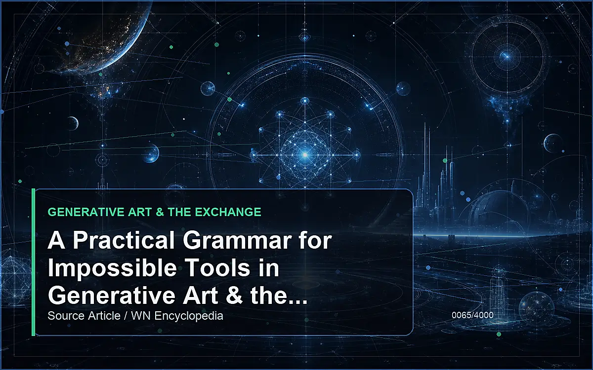 AI-generated encyclopedia reference image for A Practical Grammar for Impossible Tools in Generative Art & the Exchange