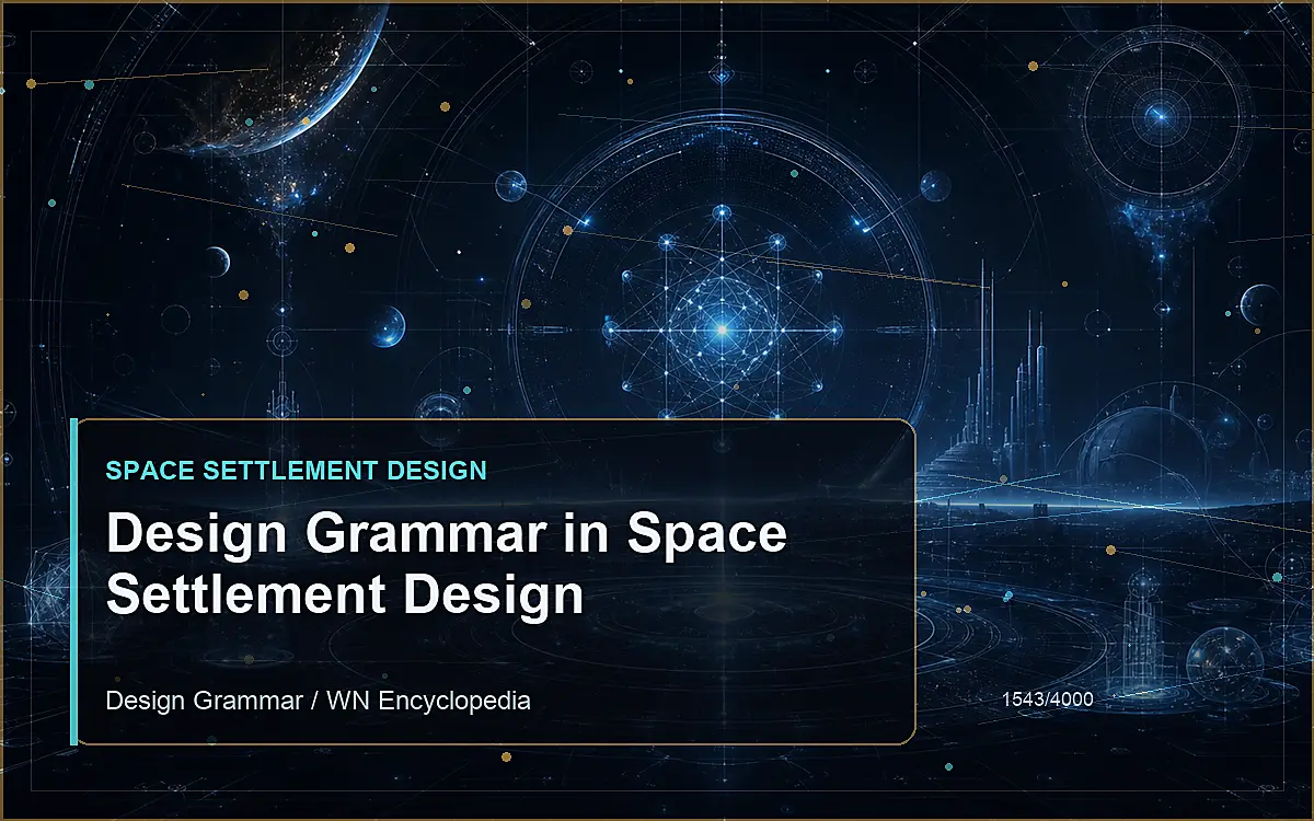 AI-generated encyclopedia reference image for Design Grammar in Space Settlement Design