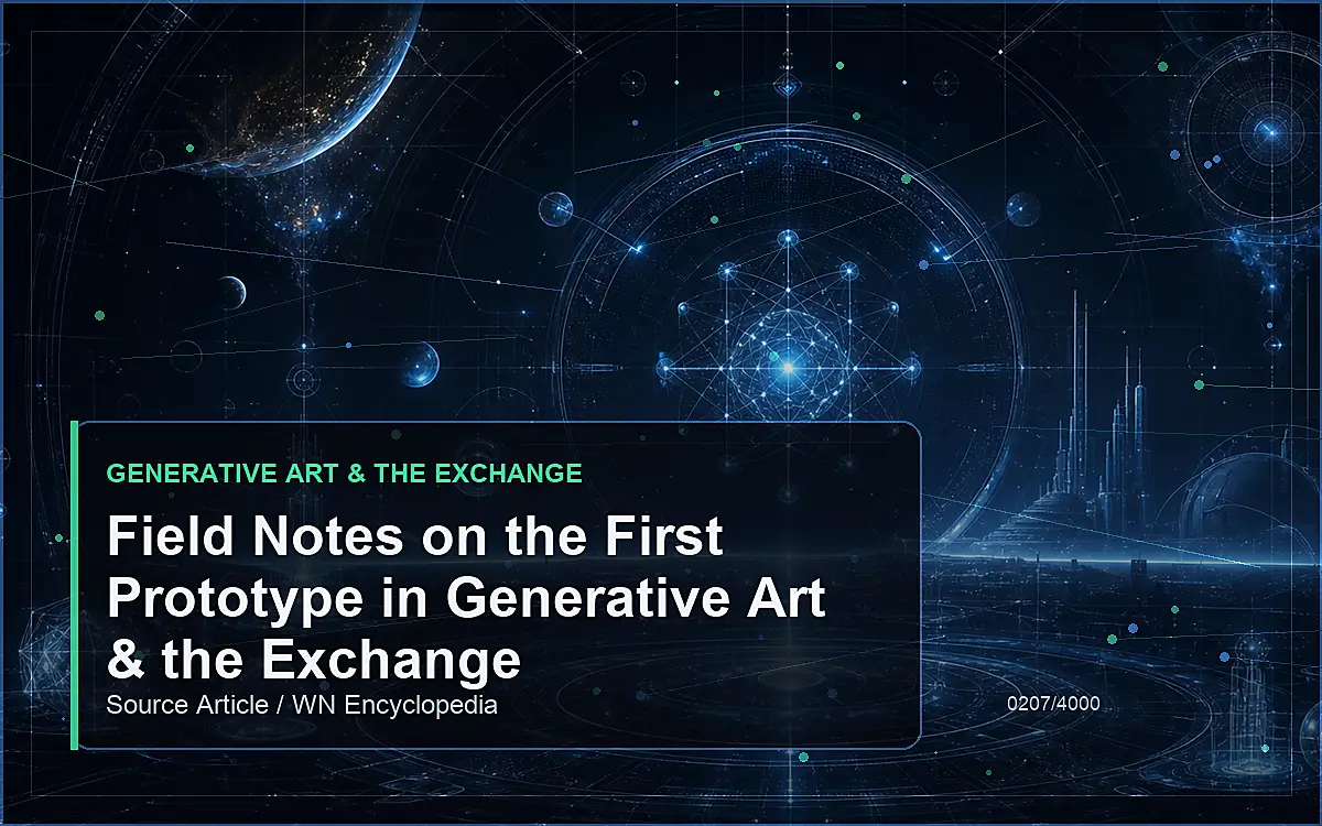 AI-generated encyclopedia reference image for Field Notes on the First Prototype in Generative Art & the Exchange