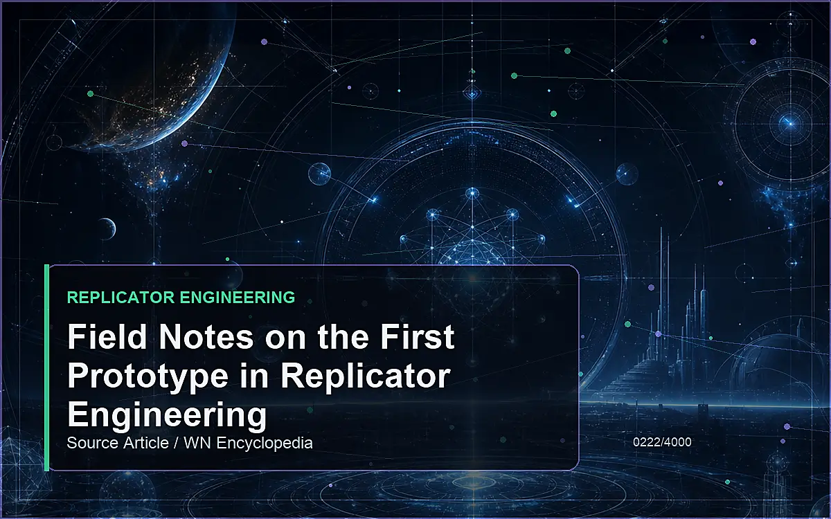 AI-generated encyclopedia reference image for Field Notes on the First Prototype in Replicator Engineering