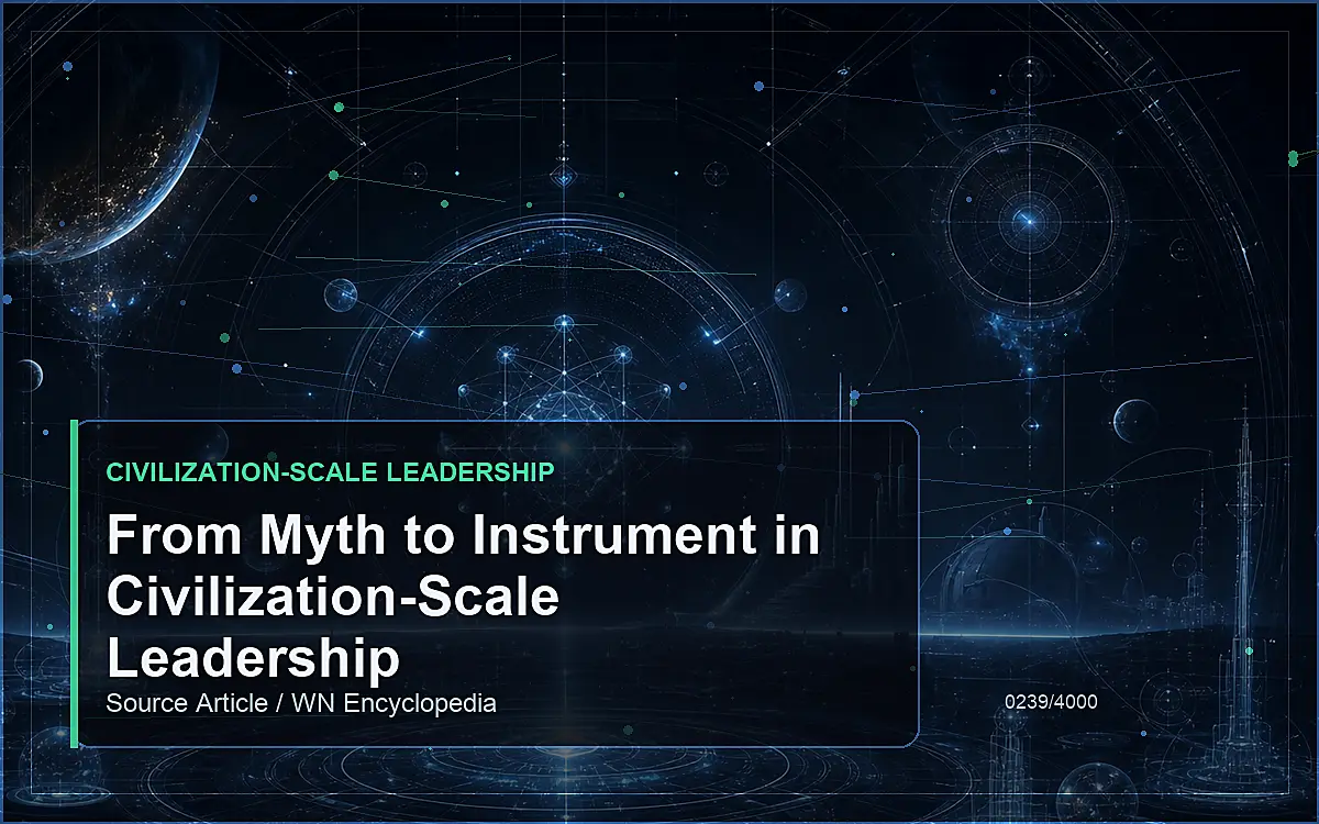 AI-generated encyclopedia reference image for From Myth to Instrument in Civilization-Scale Leadership
