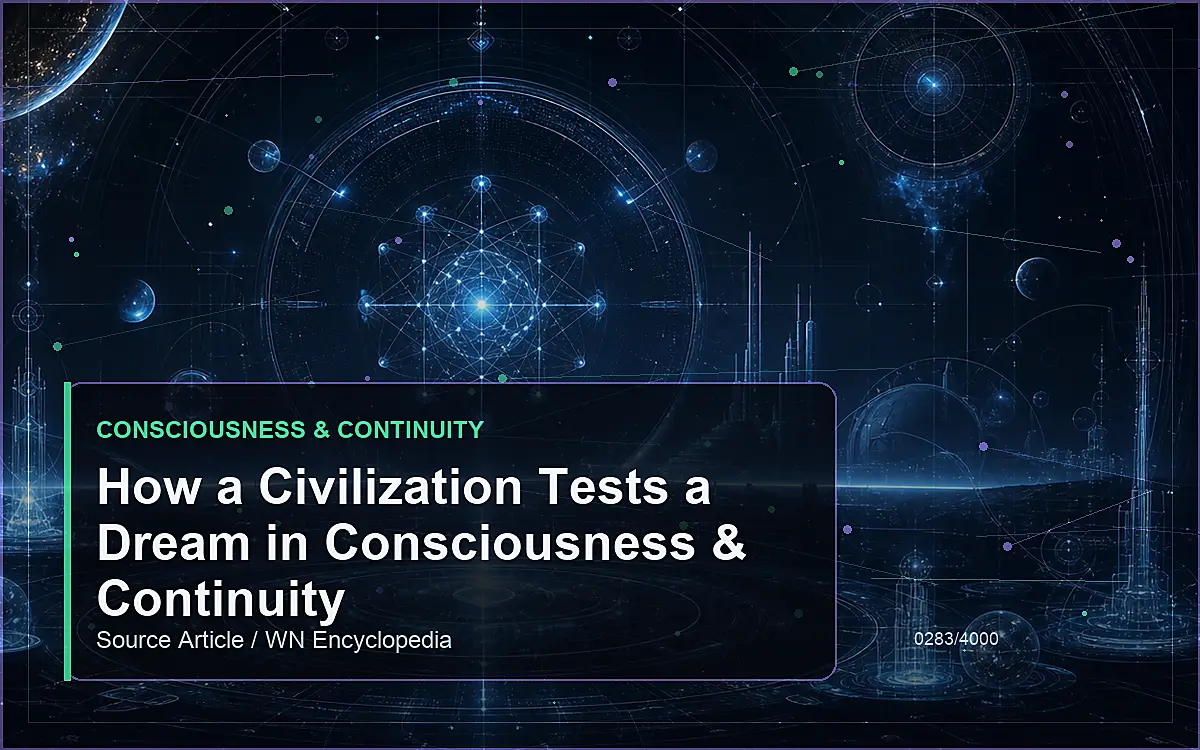 AI-generated encyclopedia reference image for How a Civilization Tests a Dream in Consciousness & Continuity