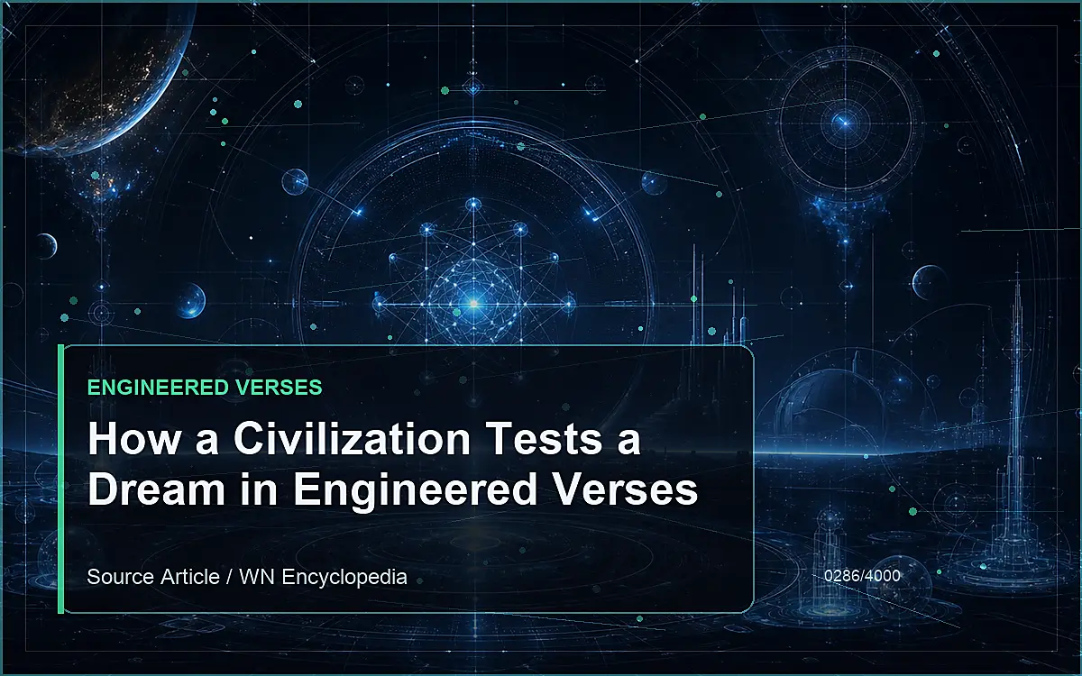 AI-generated encyclopedia reference image for How a Civilization Tests a Dream in Engineered Verses