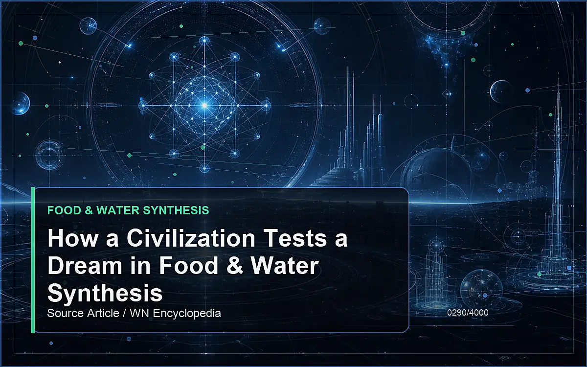 AI-generated encyclopedia reference image for How a Civilization Tests a Dream in Food & Water Synthesis