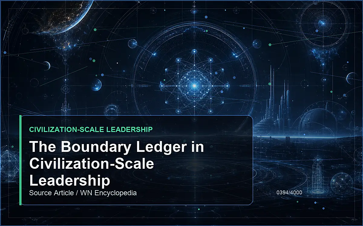 AI-generated encyclopedia reference image for The Boundary Ledger in Civilization-Scale Leadership