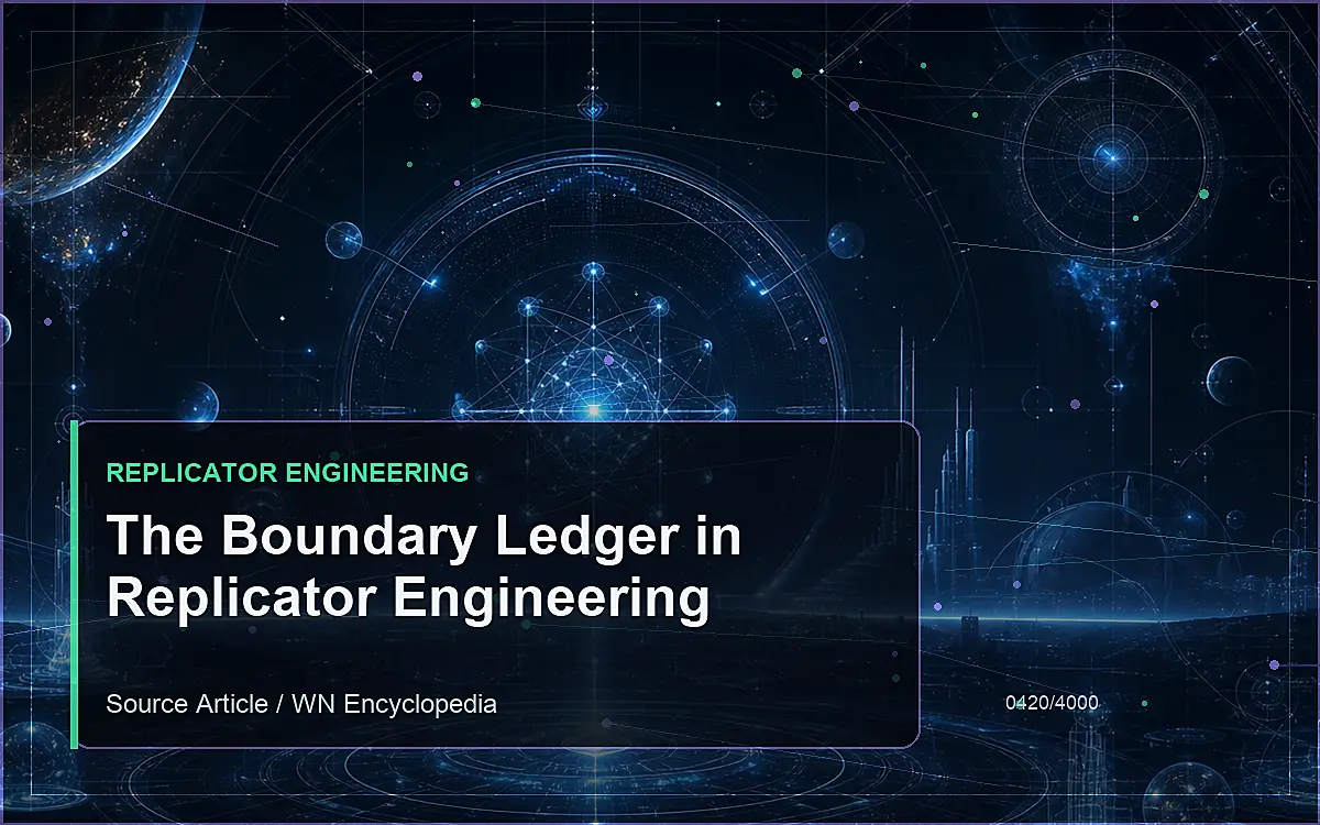 AI-generated encyclopedia reference image for The Boundary Ledger in Replicator Engineering
