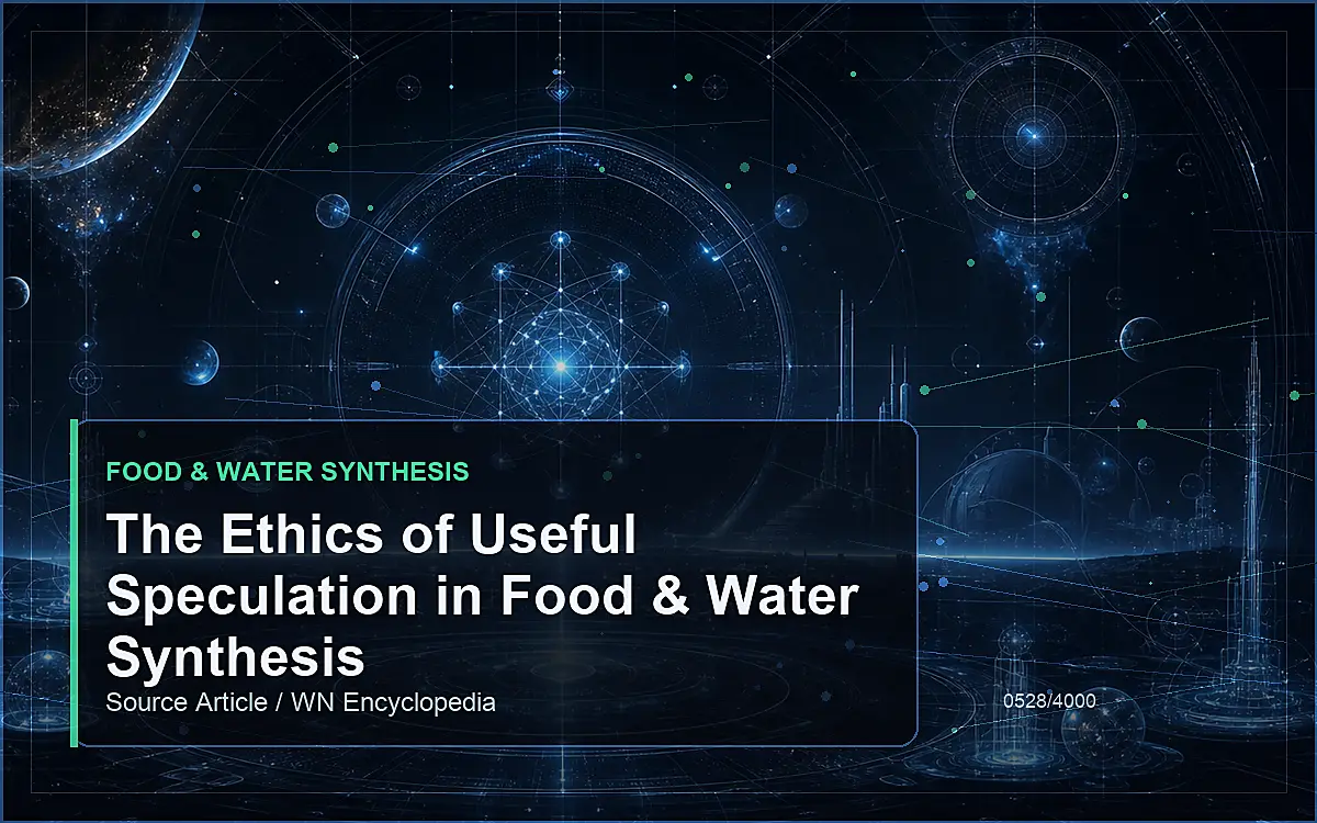 AI-generated encyclopedia reference image for The Ethics of Useful Speculation in Food & Water Synthesis