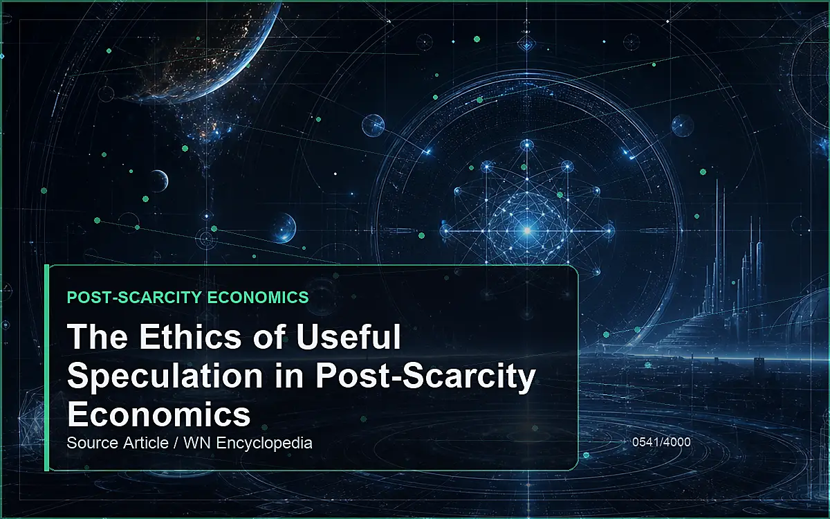 AI-generated encyclopedia reference image for The Ethics of Useful Speculation in Post-Scarcity Economics