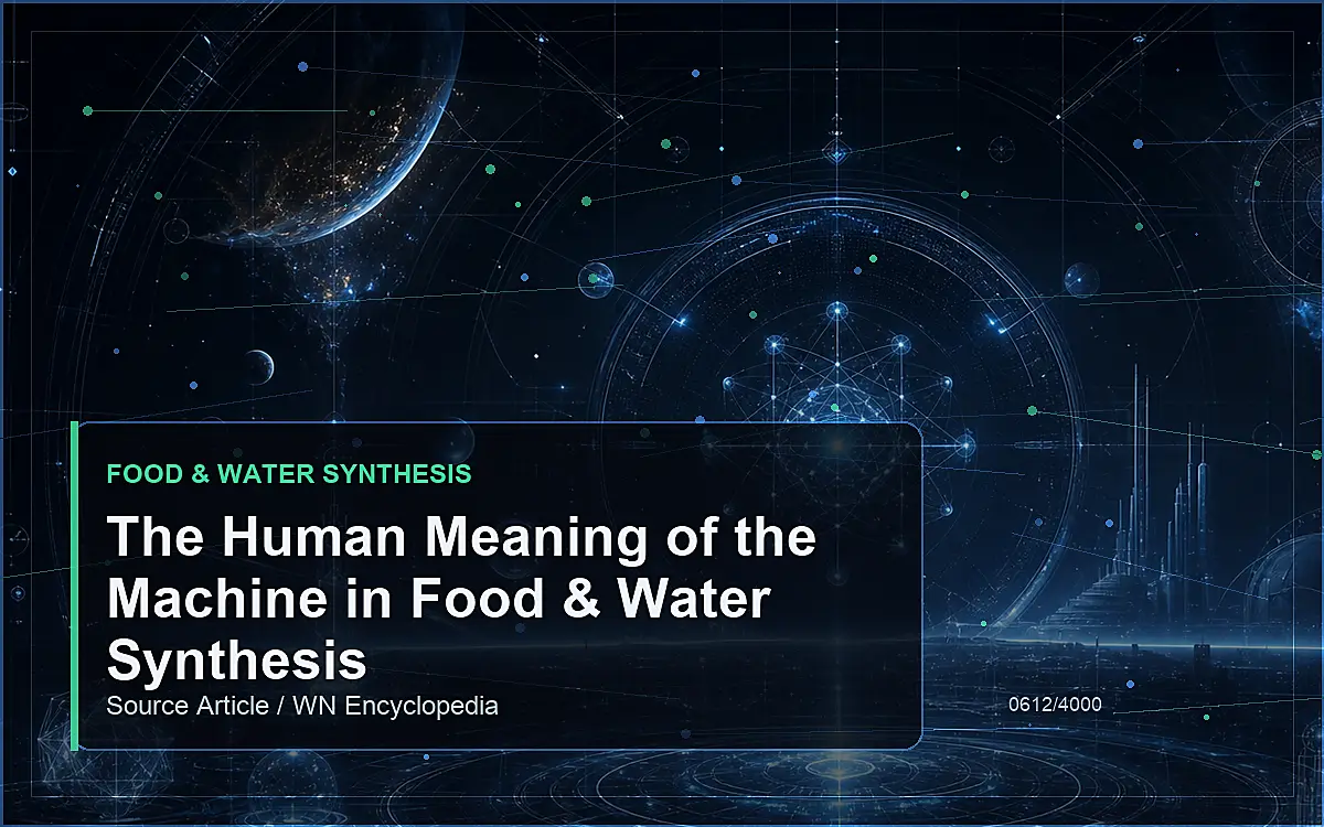 AI-generated encyclopedia reference image for The Human Meaning of the Machine in Food & Water Synthesis