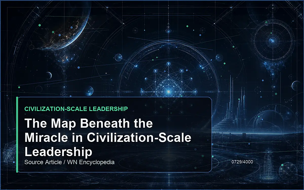 AI-generated encyclopedia reference image for The Map Beneath the Miracle in Civilization-Scale Leadership