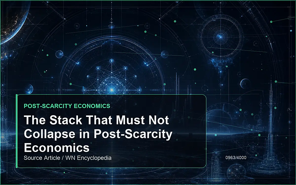 AI-generated encyclopedia reference image for The Stack That Must Not Collapse in Post-Scarcity Economics