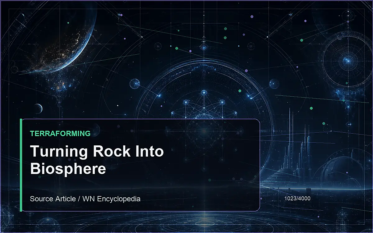 AI-generated encyclopedia reference image for Turning Rock Into Biosphere
