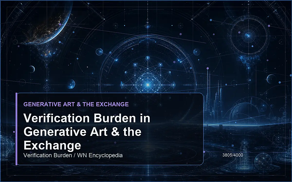 AI-generated encyclopedia reference image for Verification Burden in Generative Art & the Exchange