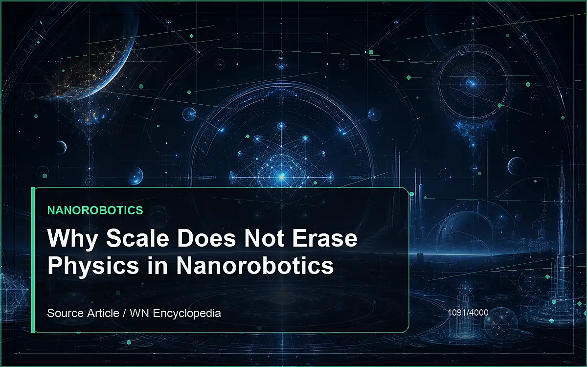 AI-generated encyclopedia reference image for Why Scale Does Not Erase Physics in Nanorobotics