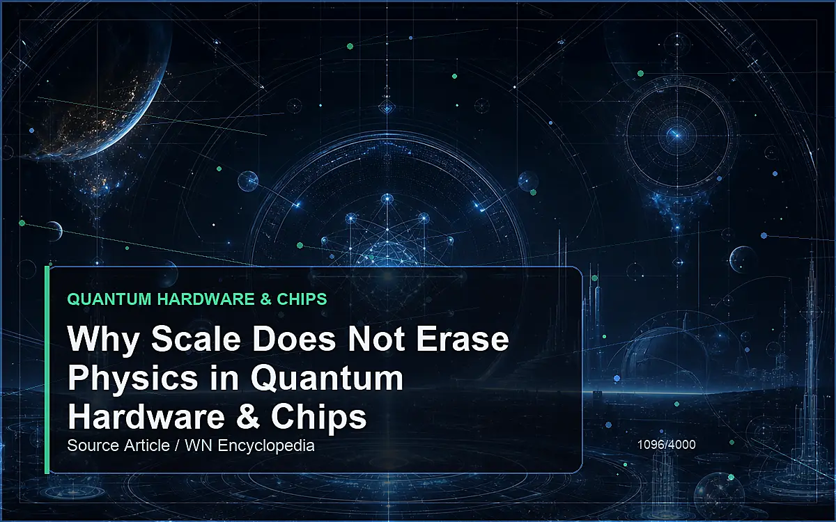 AI-generated encyclopedia reference image for Why Scale Does Not Erase Physics in Quantum Hardware & Chips