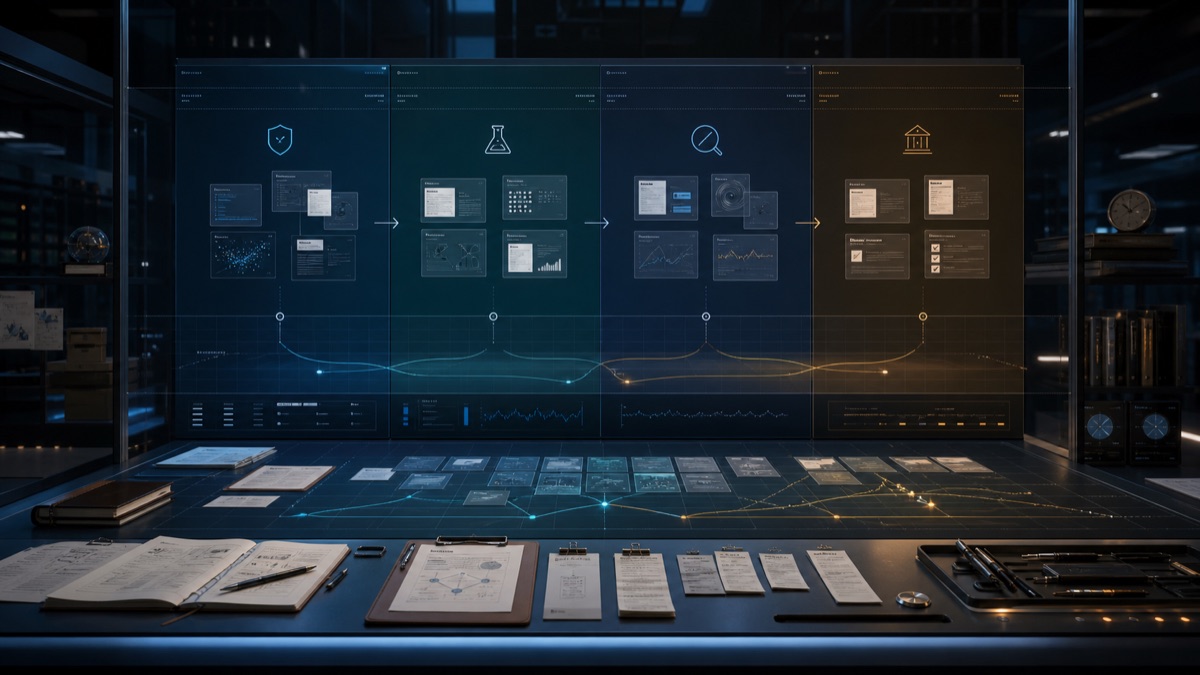 AI-generated White Noise claim maturity map with established, testable, speculative, and governed evidence lanes