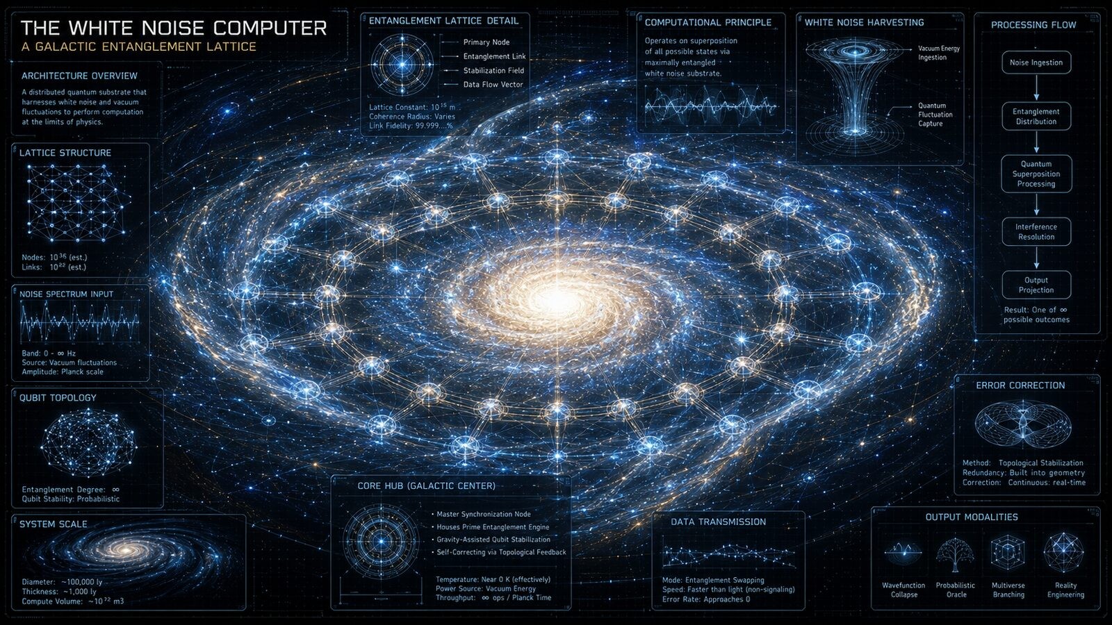The White Noise Computer — architecture of the universal entanglement network