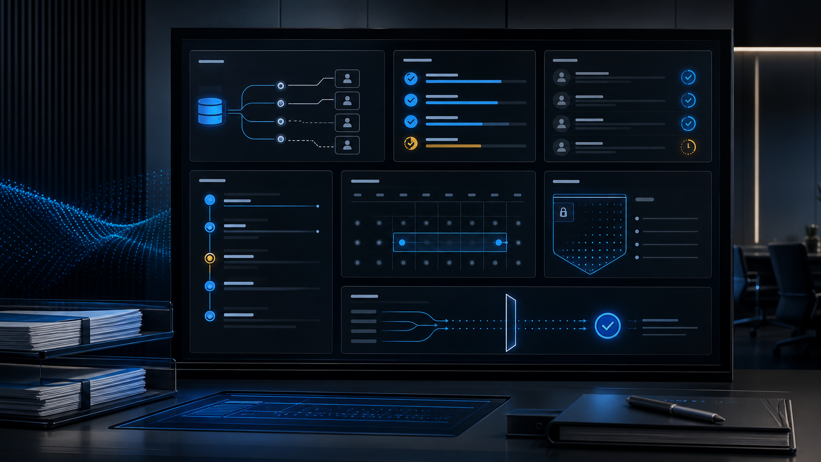 AI-generated White Noise contact-routing evidence console with source-record trays, API status checks, owner lanes, fallback markers, privacy boundaries, and a public-output gate