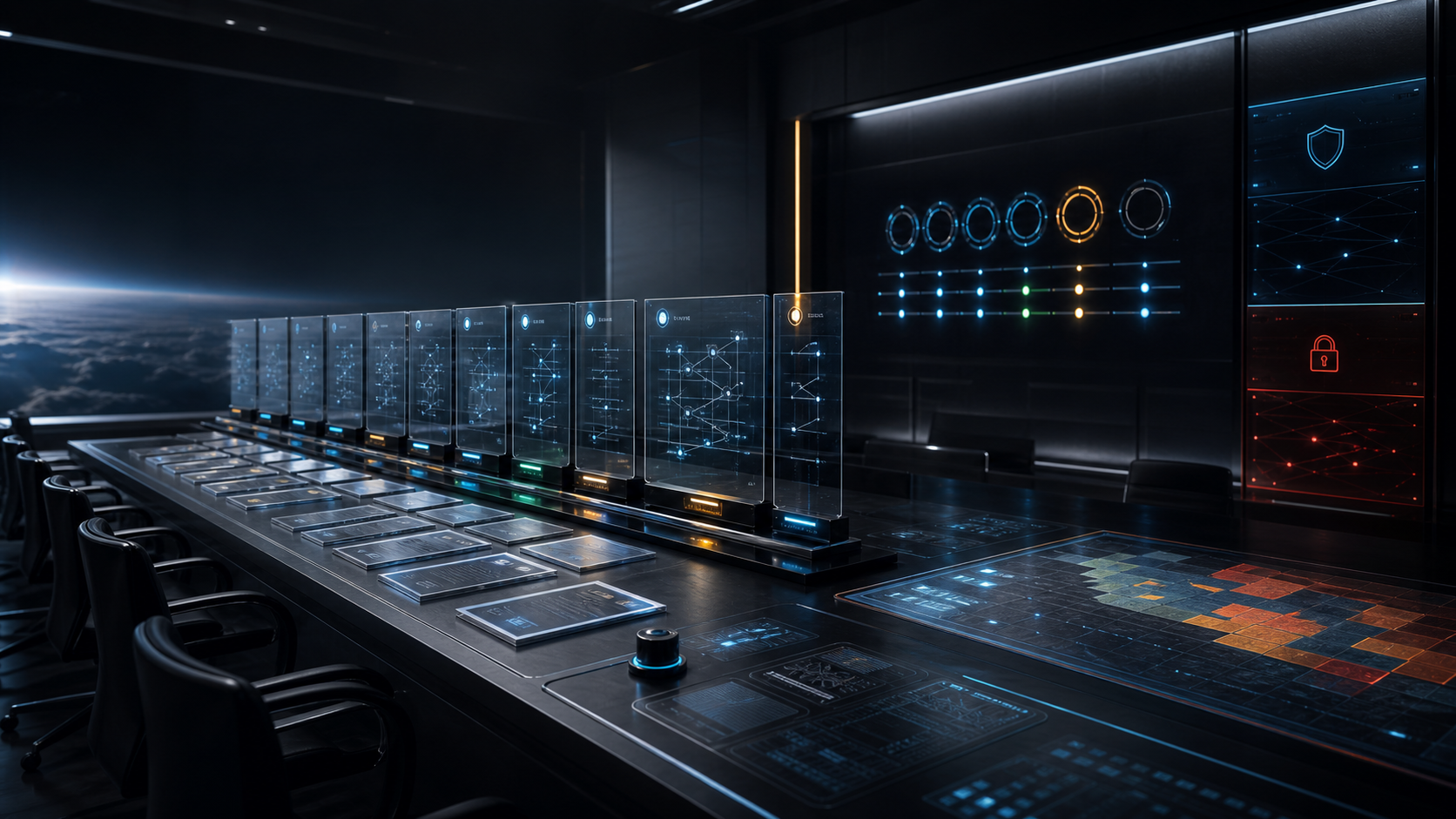 AI-generated White Noise public review evidence ledger room with review cadence panels, provenance receipts, risk surfaces, and blocked-claim gates