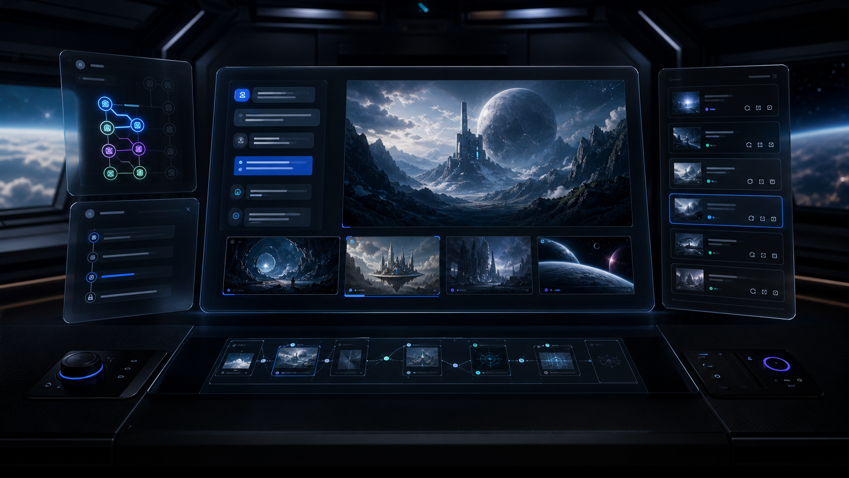 AI-generated White Noise member activation studio with W.N. AI canvas, source receipts, saved redraws, and Academy progress panels