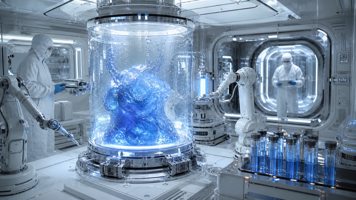 Blue Gue in a Clean Room editorial art for WN Magazine