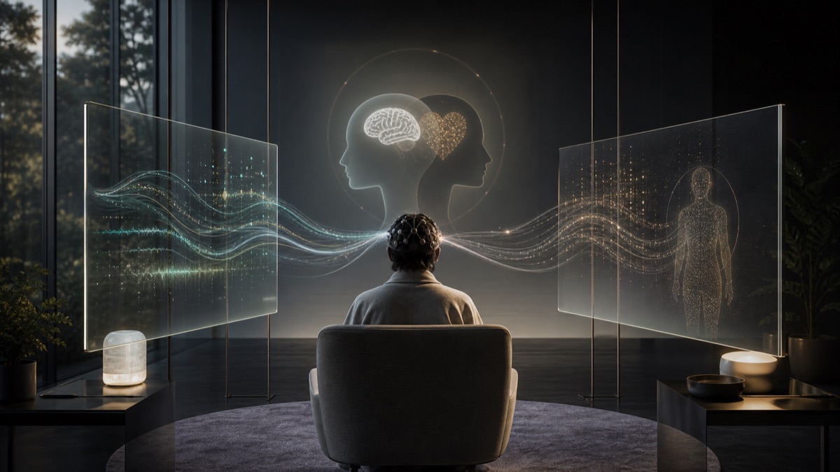 Brain Interface Bandwidth and Personhood editorial art for WN Magazine
