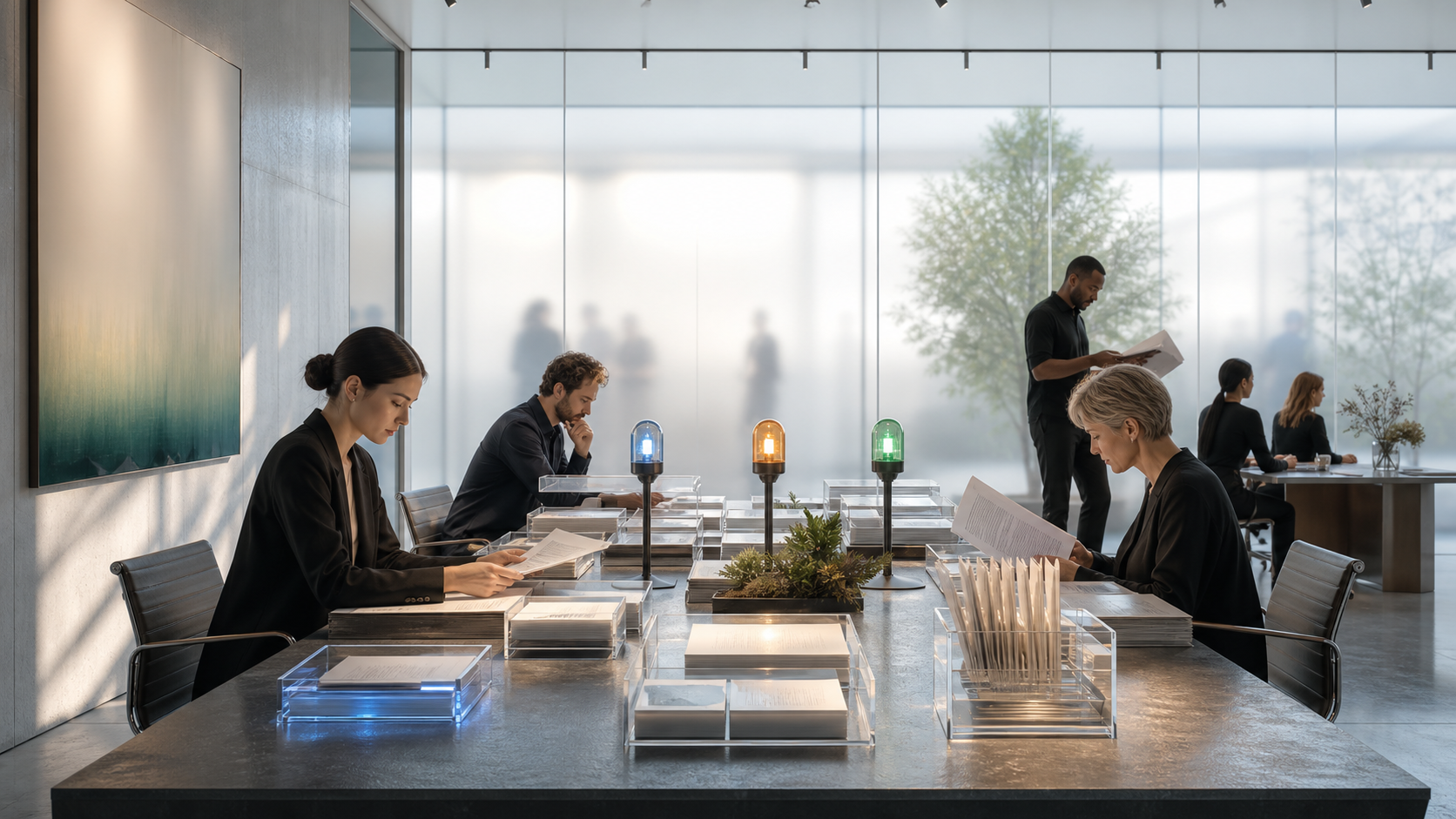 Calm Rooms for Frontier Investor Language editorial art for WN Magazine