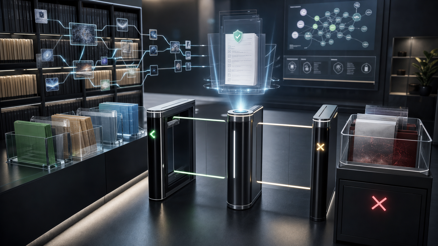 Dataset Permission Turnstiles editorial art for WN Magazine
