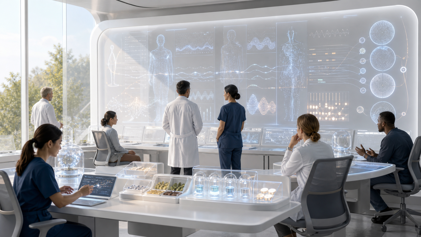 Digital Medicine Triage Humility Panels editorial art for WN Magazine