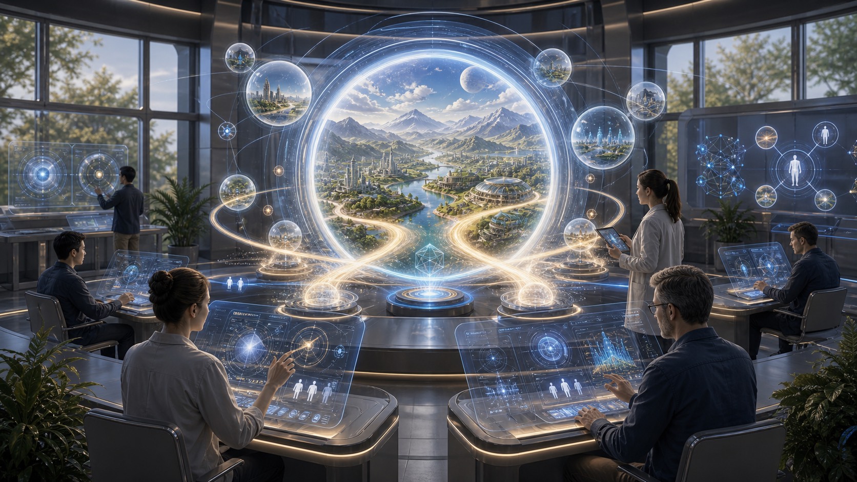 Escape Hatches for Engineered Verses editorial art showing an exit-door protocol for engineered-verse and model-world concepts