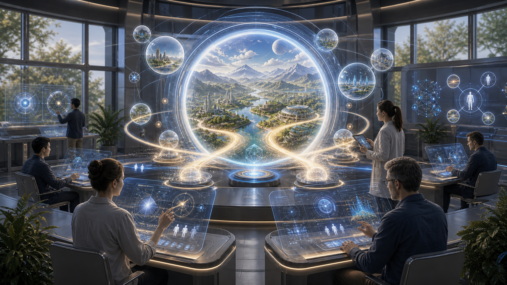 Escape Hatches for Engineered Verses editorial art showing an exit-door protocol for engineered-verse and model-world concepts