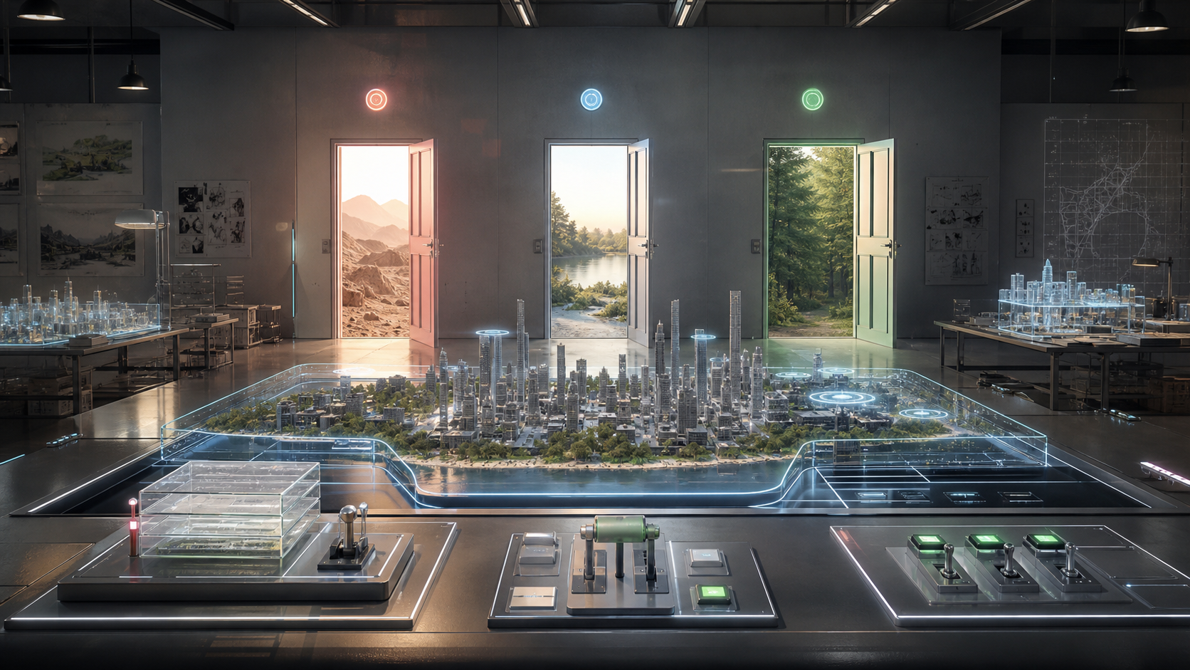 Exit Doors for Metaland Cities editorial art for WN Magazine