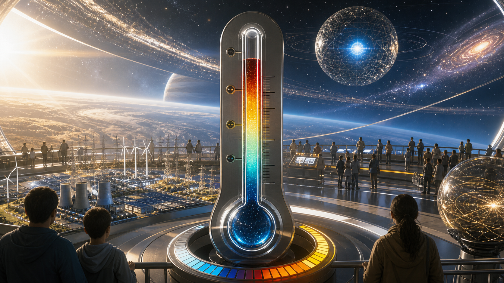 Kardashev Scale With a Public Thermometer editorial art for WN Magazine