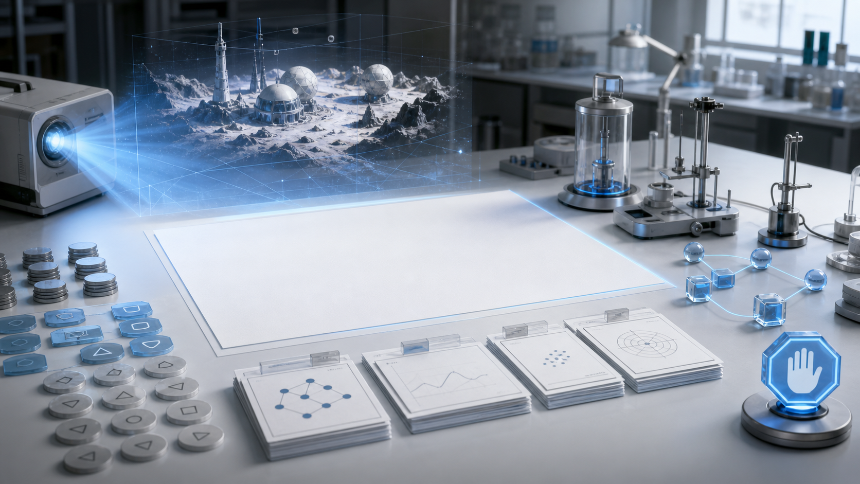 Lab Briefs From Generated Scenes editorial art for WN Magazine
