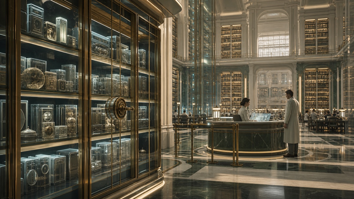 Library Shelves for Forbidden Queries editorial art for WN Magazine