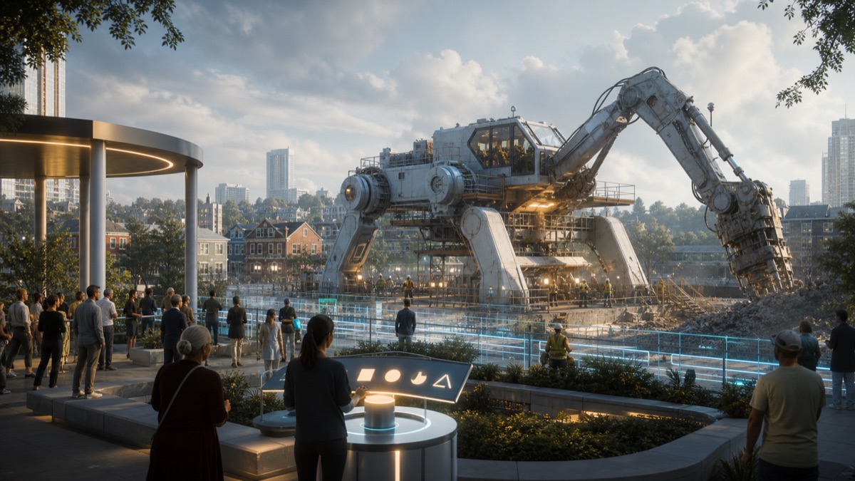 Macrobot Worksites With Neighborhood Vetoes editorial art for WN Magazine