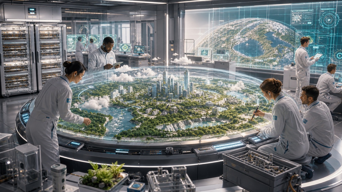 Maintenance Crews for Engineered Worlds editorial art for WN Magazine