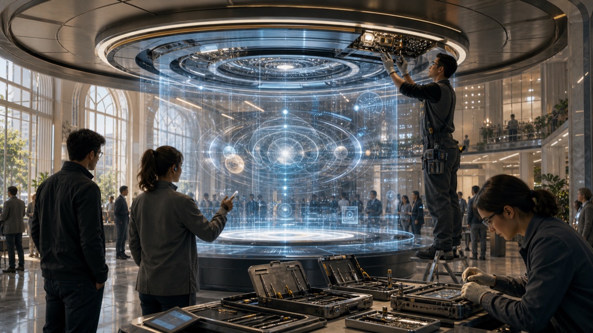 Maintenance Rights for Holographic Interfaces editorial art for WN Magazine