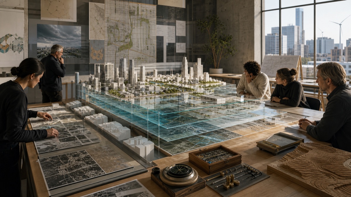 Model City Revision Tables editorial art for WN Magazine