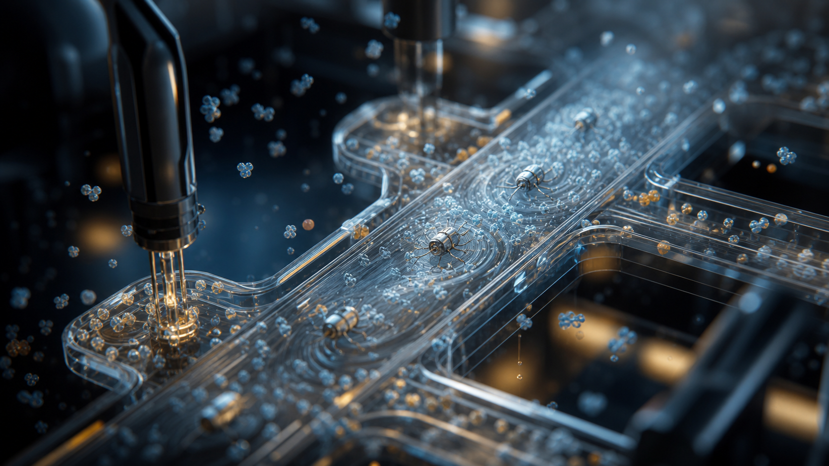 Nanobot Claims and the Brownian Floor editorial art for WN Magazine