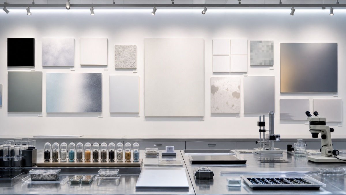 AI-generated quality lab gallery with failed or blank output panels, control samples, calibration instruments, and seed capsules.