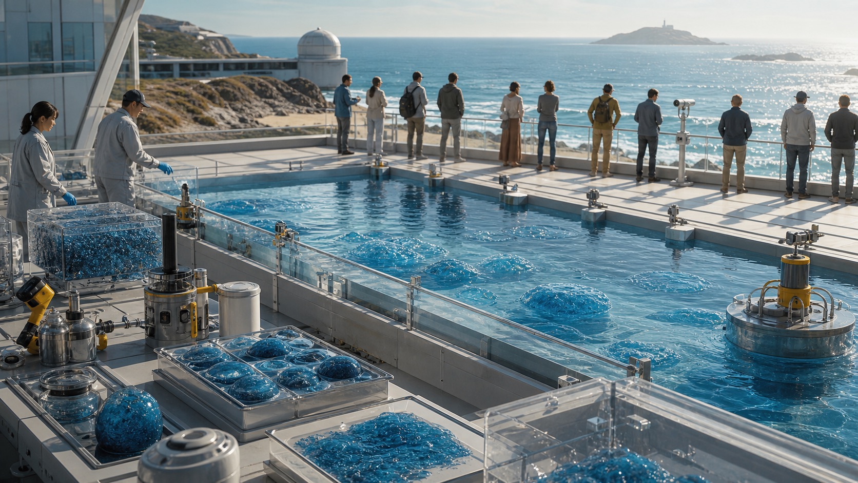 Oceanic Blue Gue Containment Pools editorial art for WN Magazine