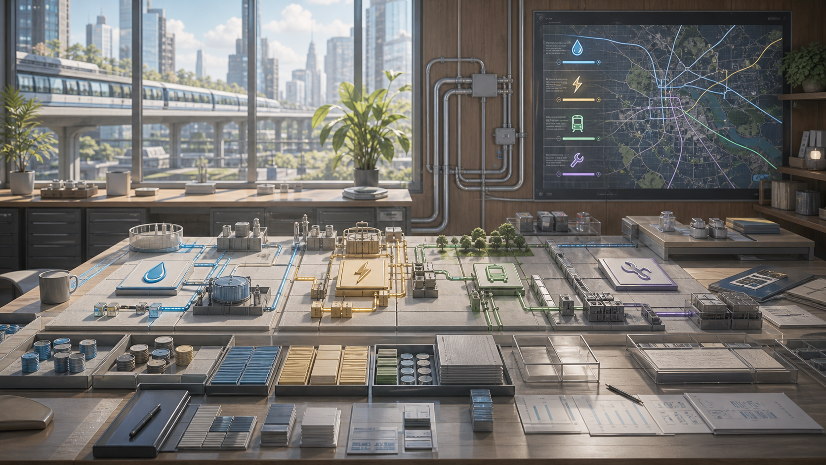 Project Utopia Utility Debt Ledgers editorial art for WN Magazine