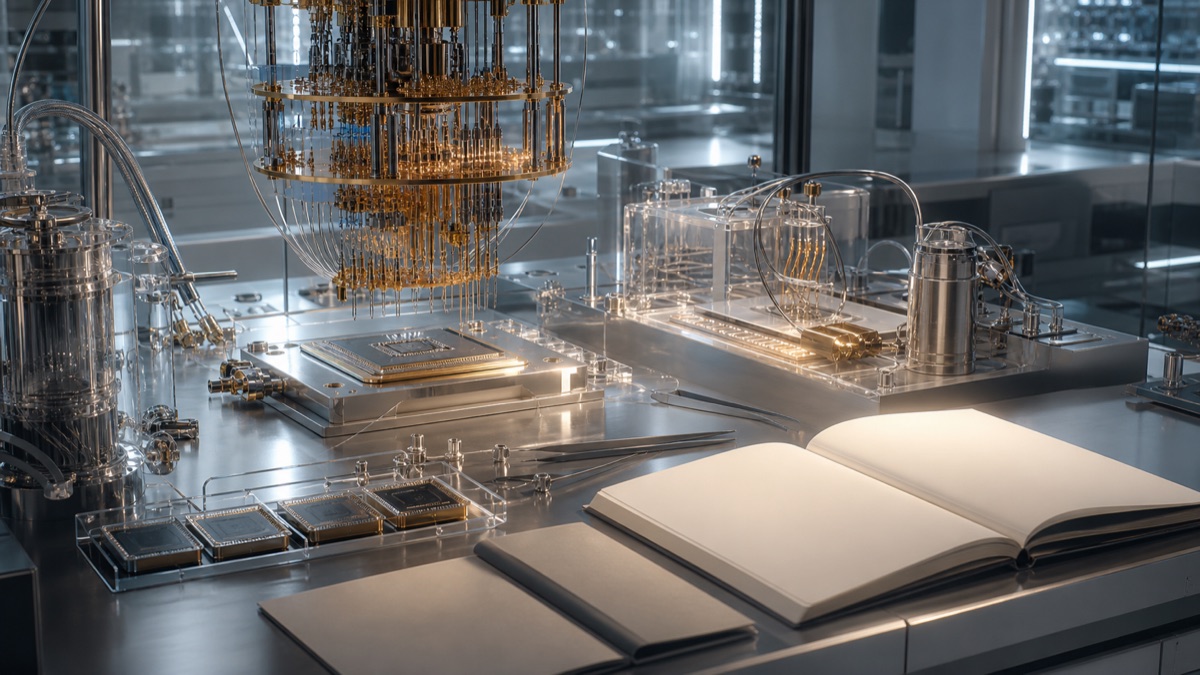 Quantum Chip Bench Notebooks editorial art for WN Magazine