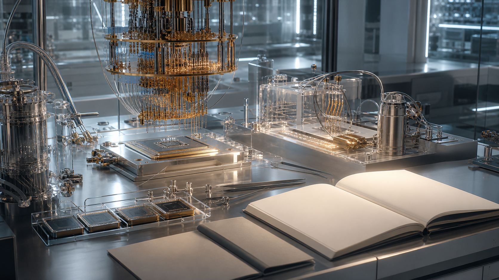 Quantum Chip Bench Notebooks editorial art for WN Magazine