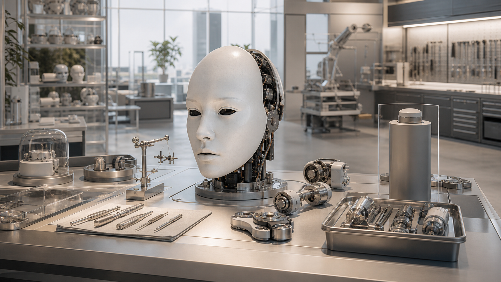 Repair Audits for Android Faces editorial art for WN Magazine