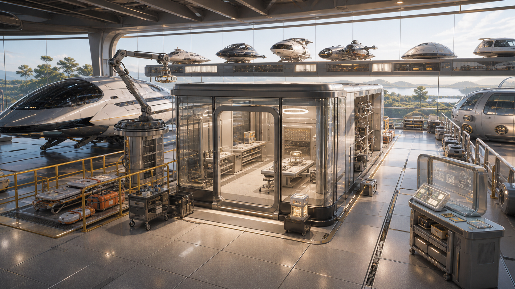 Repair Cabins for Nonmilitary Fleet Catalogs editorial art for WN Magazine