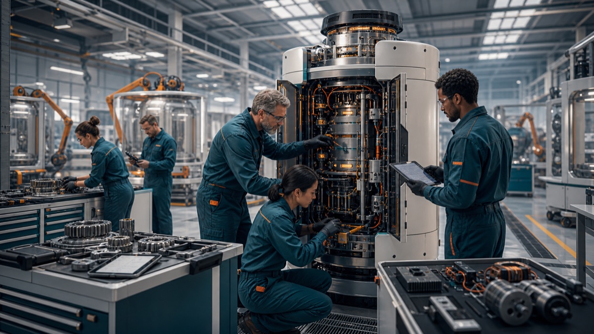 Repair Crews for Abundance Machines editorial art for WN Magazine